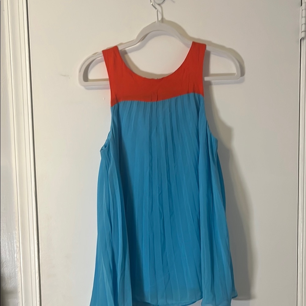 Nicole by Nicole Miller Vibrant Orange and Blue Top